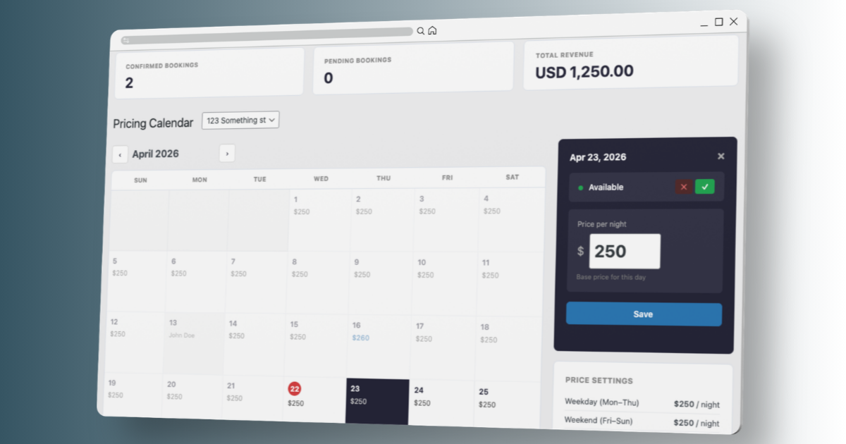 Short-term rental direct booking system